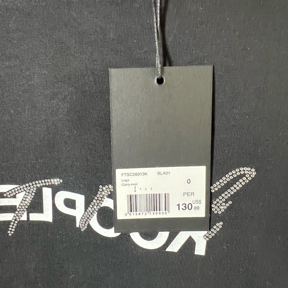 NWT The Kooples Black Tee with Rhinestone Logo Size 0 or XS - Picture 2 of 4